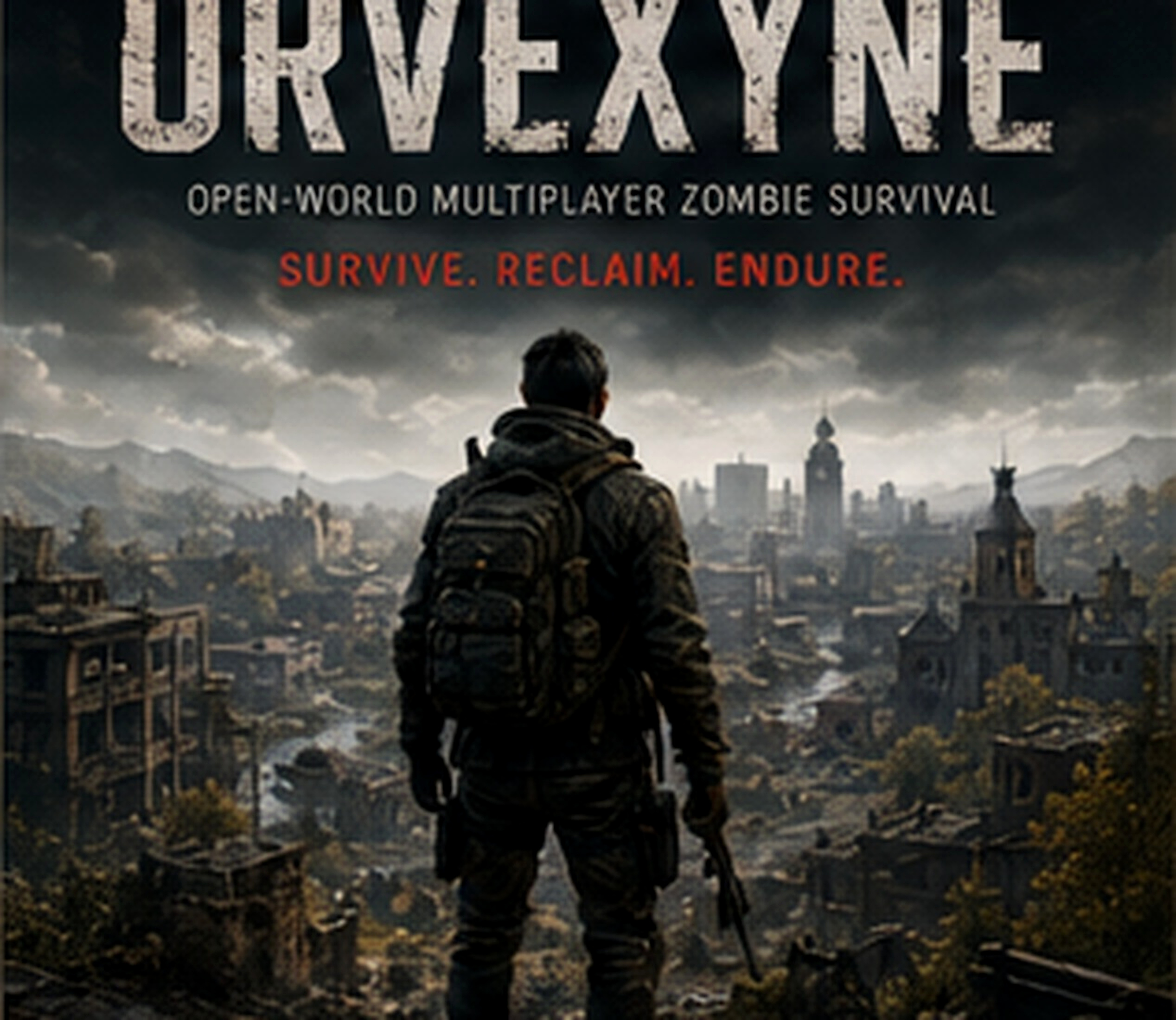 Survivor overlooking ruined city